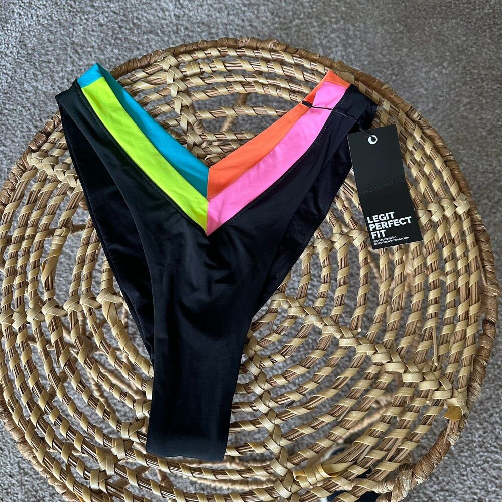 ONEONE bathing suit bottoms NWT Sz Large High Waisted Bikini Pink Free People